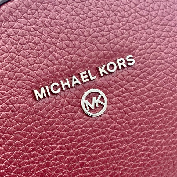 Michael Kors Valerie Medium Pebbled Leather Backpack and Wallet Set Merlot - Picture 11 of 15